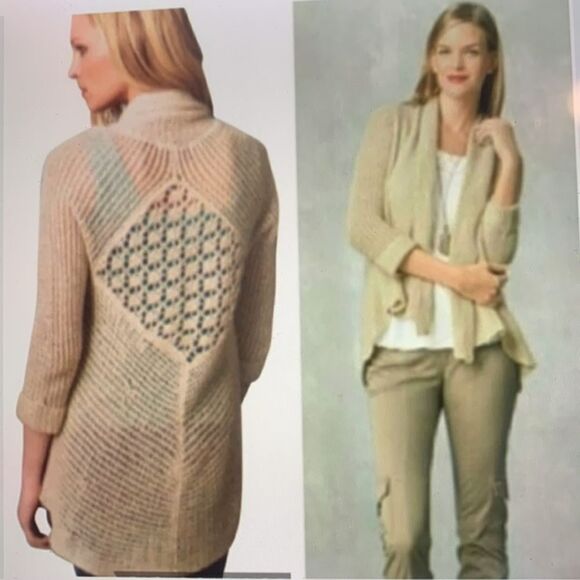 CAbi Teachers Pet Open Front Linen Blend Cardigan Sweater XS - Picture 8 of 8